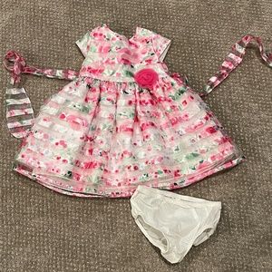 Marmellata Floral 2 Piece Party Dress w/ Rosette Infant Toddler Size 24 Months